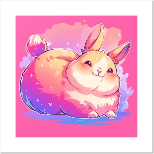 Happy chubby bunny with vivid colors Posters and Art